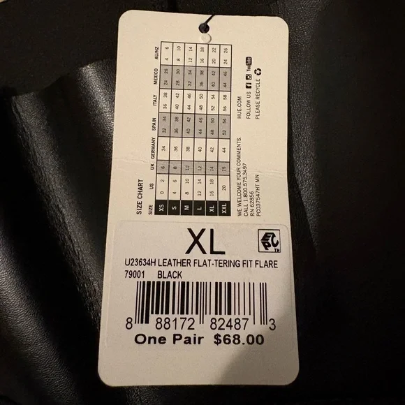 Hue Flatting Fit Tummy Control Faux Leather Shiny Cropped Flares NWT in Black - Picture 5 of 10